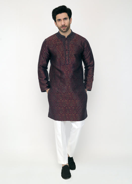 Mehroon Blended Special Kurta