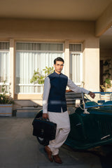 Metallic Blue Suiting Waistcoat WS-2020
