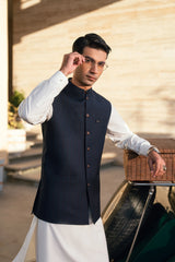 Navy Striped Suiting Waistcoat WS-2019