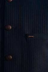 Navy Striped Suiting Waistcoat WS-2019