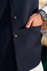 Navy Striped Suiting Waistcoat WS-2019