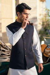 Navy Striped Suiting Waistcoat WS-2019