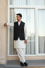 Black Lapel Striped Suiting Waistcoat WS-2015