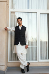 Black Lapel Striped Suiting Waistcoat WS-2015