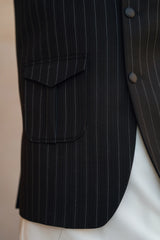 Black Lapel Striped Suiting Waistcoat WS-2015