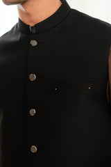 Jet Black Suiting Waistcoat W-2022
