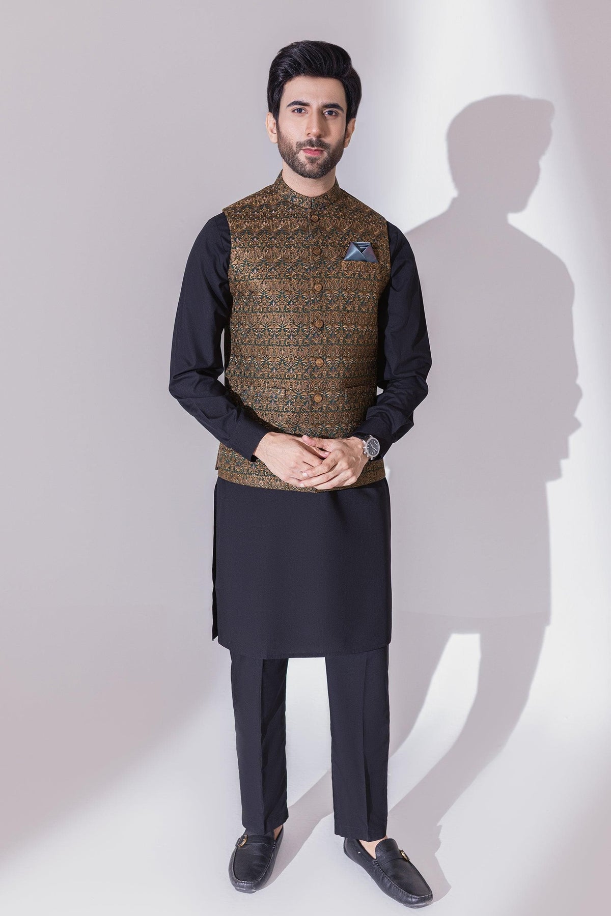 Stylish Black Brown Waistcoat
