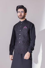 Black Full Embroidered Waistcoat