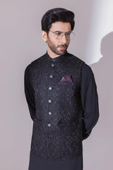 Black Full Embroidered Waistcoat