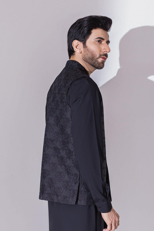 Black Full Embroidered Waistcoat