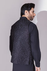 Black Full Embroidered Waistcoat