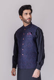 Full Embroidered Waistcoat - Navy Blue