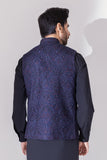 Full Embroidered Waistcoat - Navy Blue