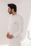 Hand Embroidered Prince Coat - White