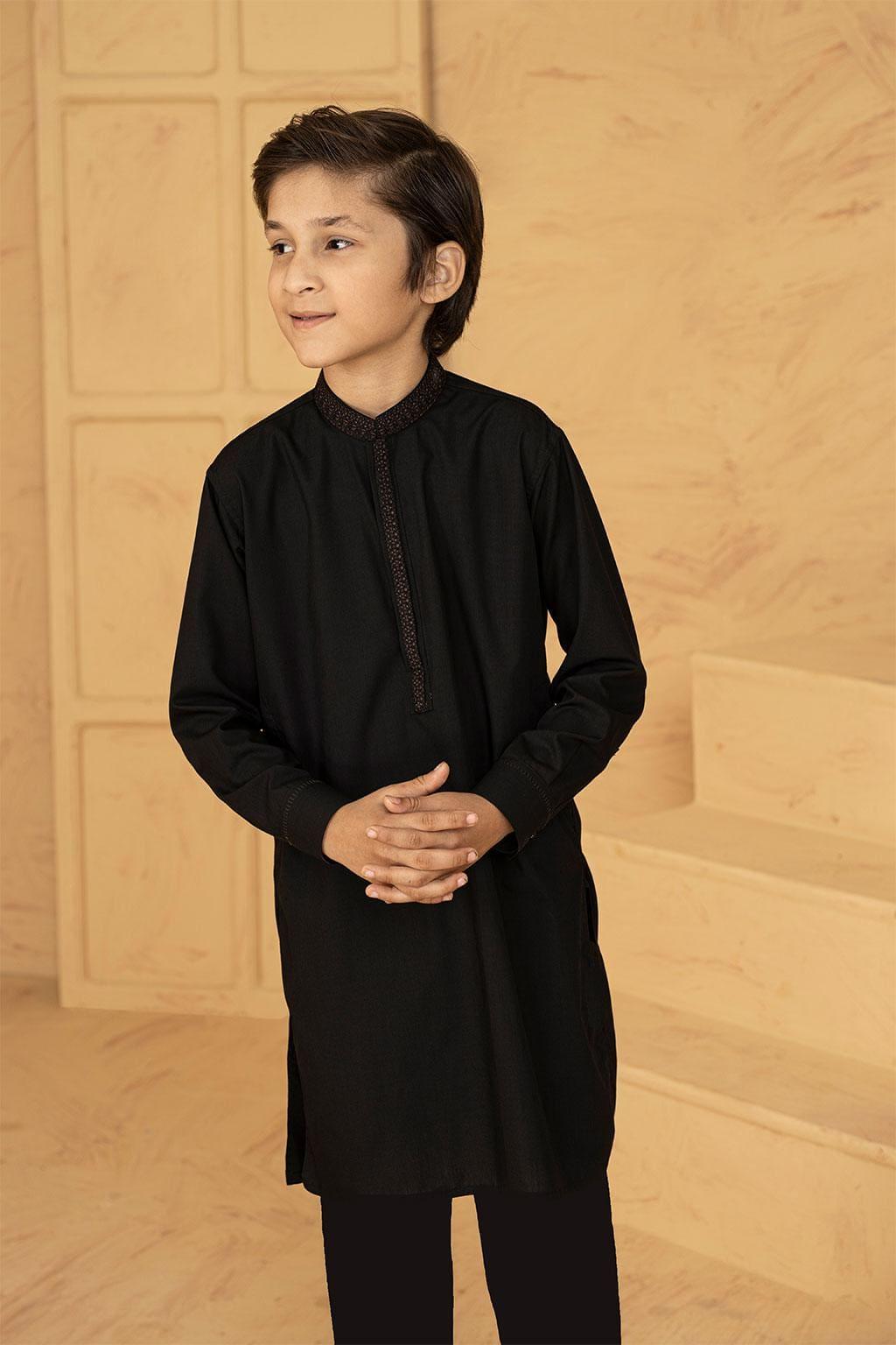 Kids Black Kurta with Trouser