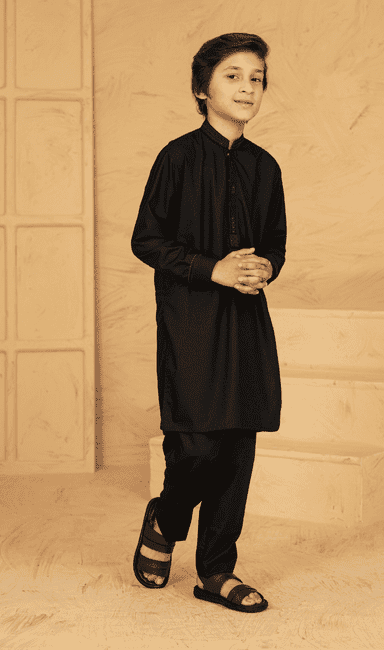 Children Black Kurta Pajamas