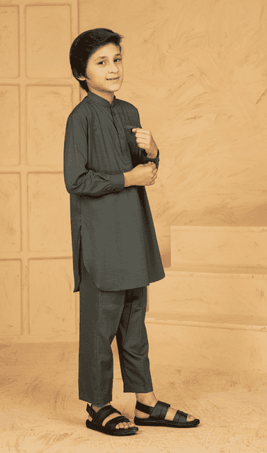 Boys Dark Green Kurta Set
