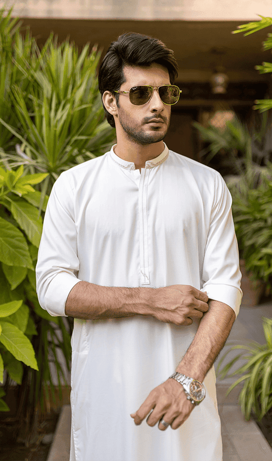 Men's White Trouser Kameez 