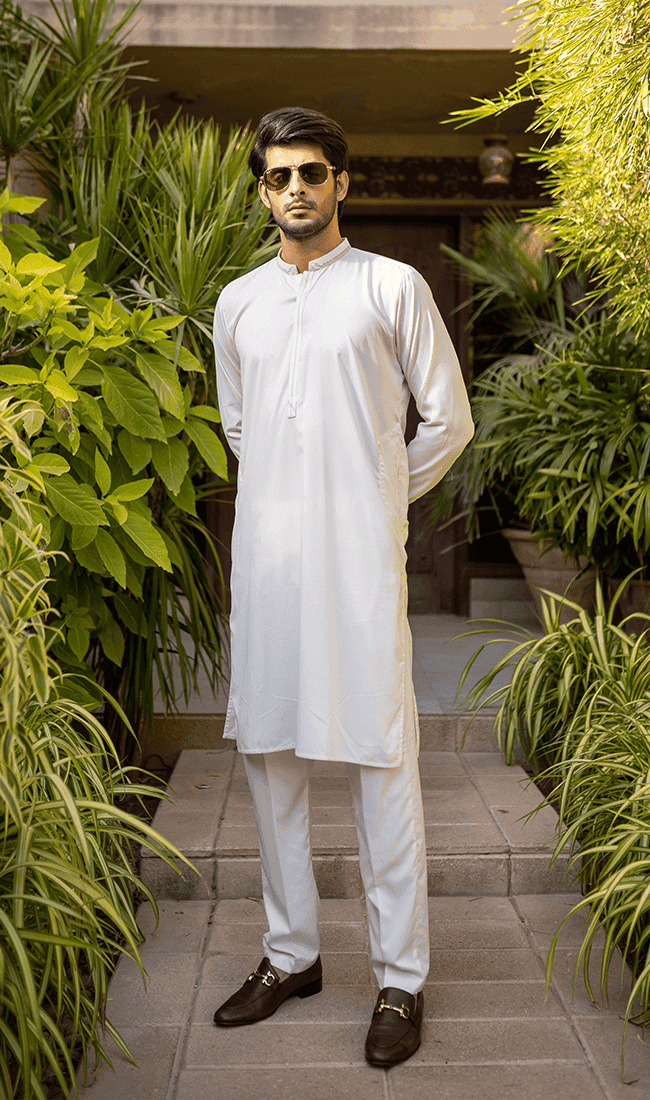 Men's White Trouser Kameez 