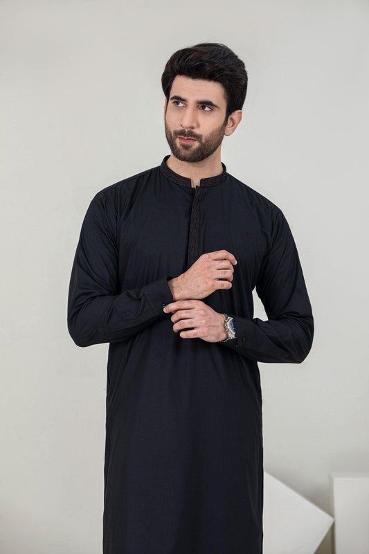 Men Shalwar Kameez - Black - Stylish Garments Pk