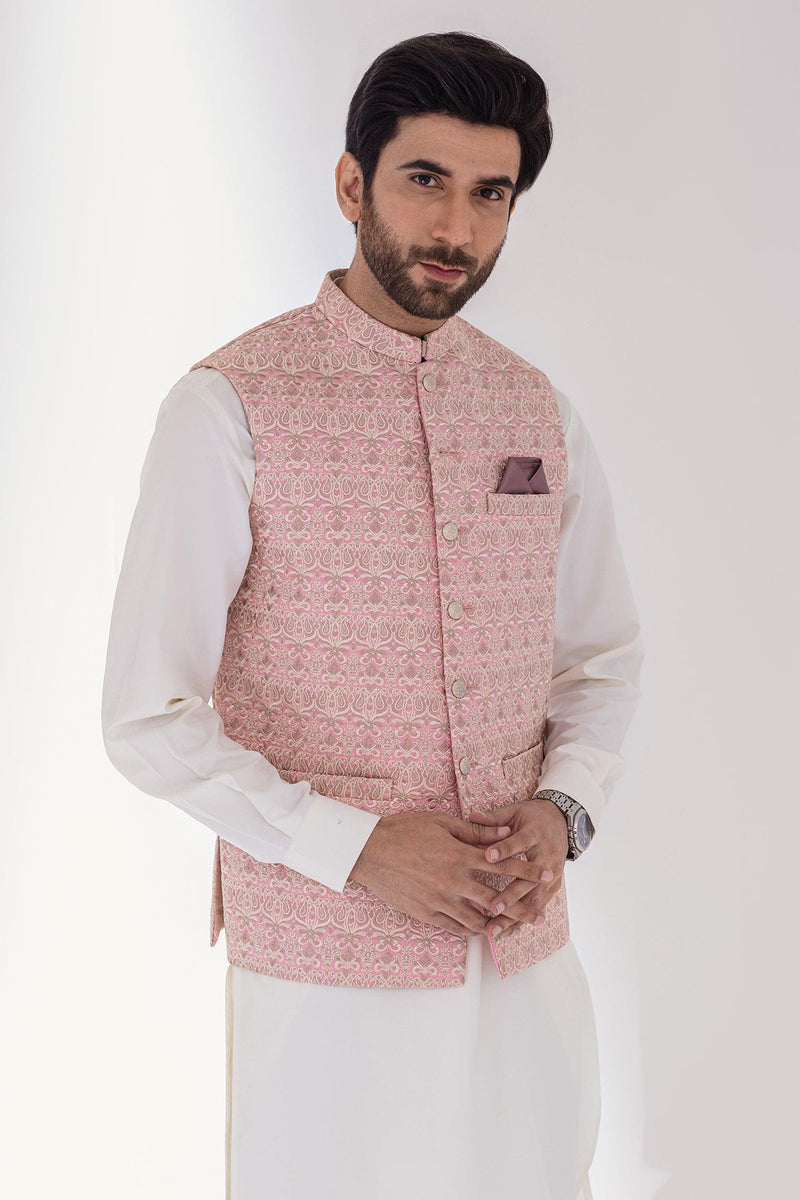 Men Waist Coat - Light Pink - Stylish Garments Pk