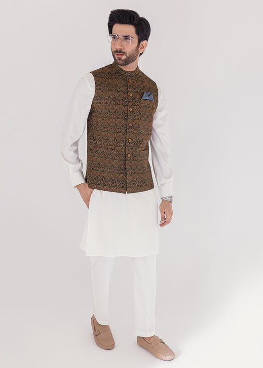 Golden Brown Men Waistcoat