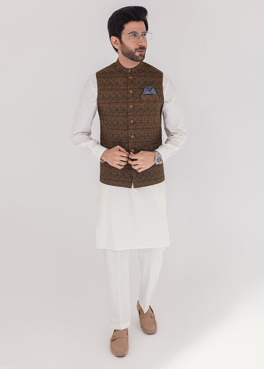 Golden Brown Men Waistcoat