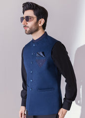 Blue Hand Embroidered Waistcoat