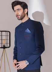 Navy Blue Hand Embroidered Prince Coat