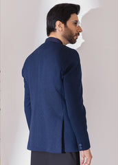 Navy Blue Hand Embroidered Prince Coat