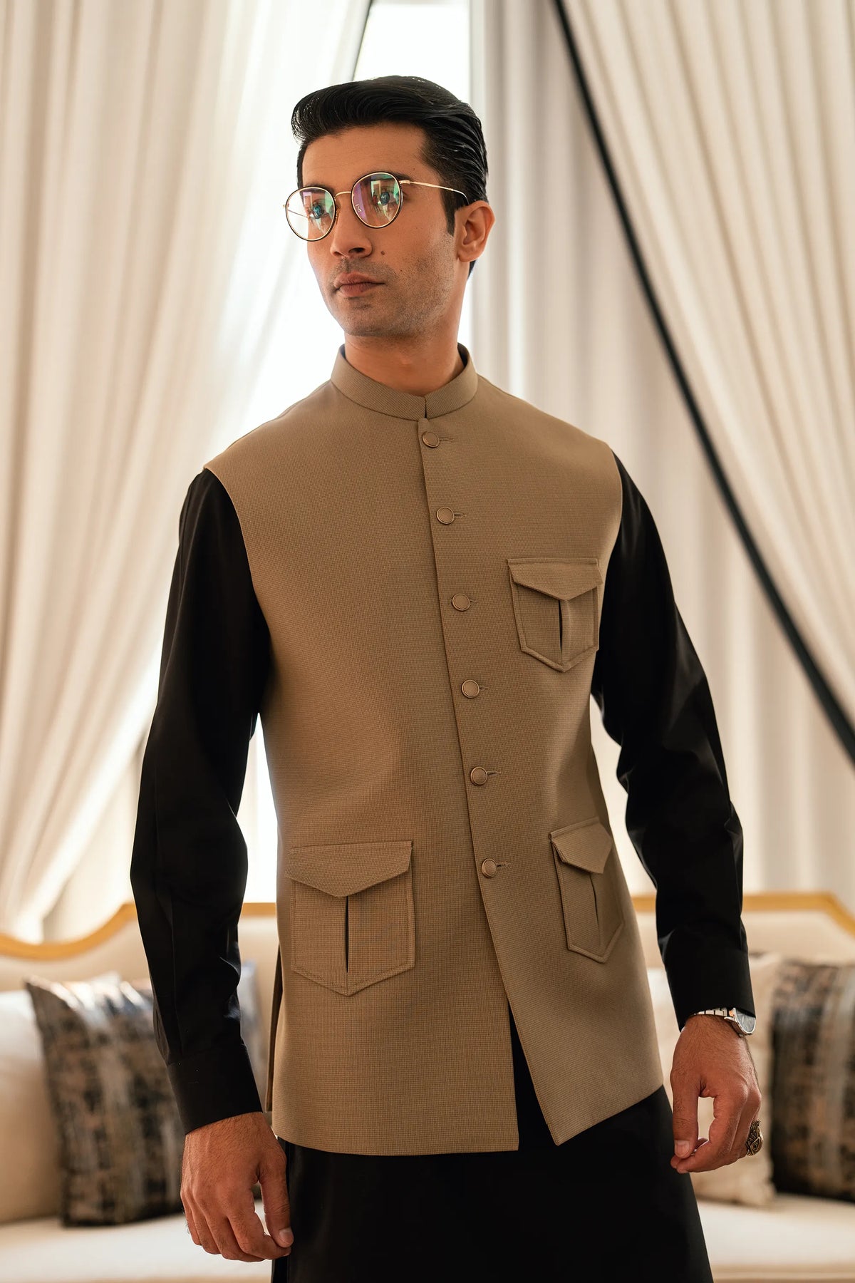 Sand Brown Waistcoat W-2029