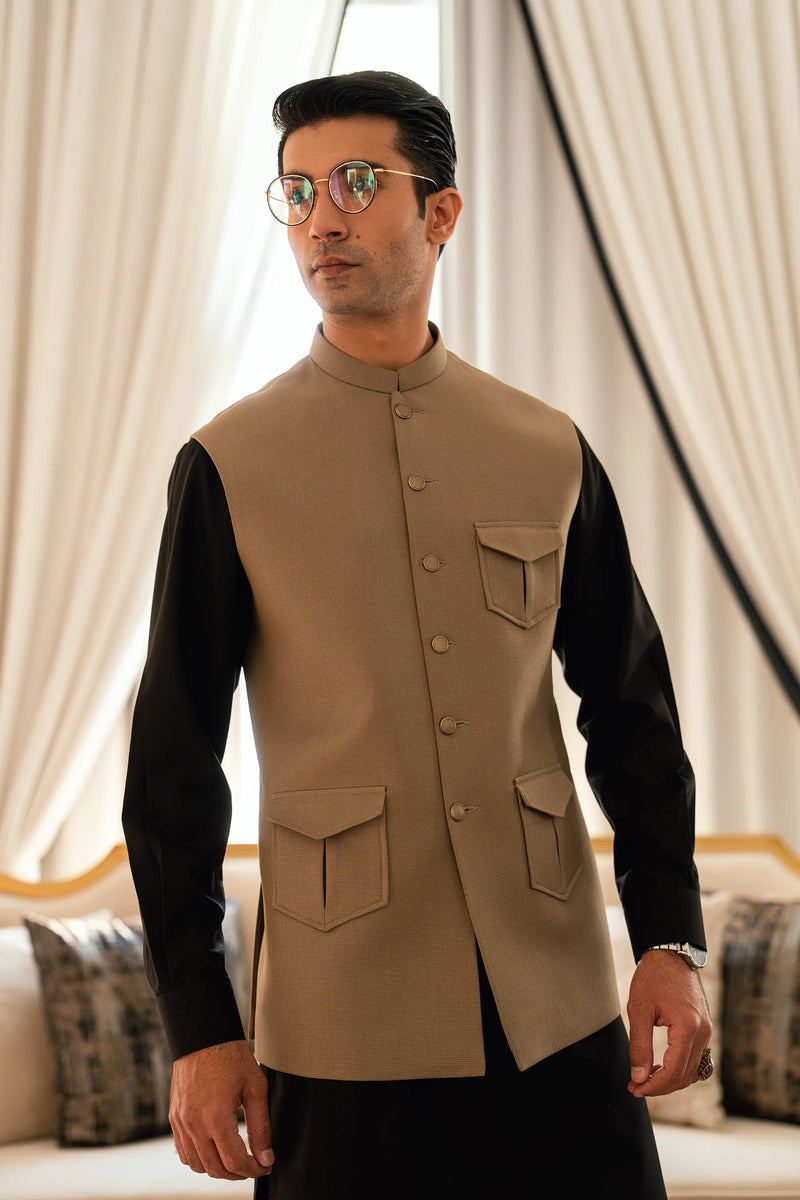 Sand Brown Waistcoat W-2029