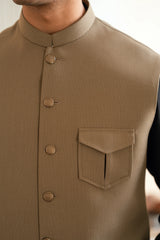 Sand Brown Waistcoat W-2029