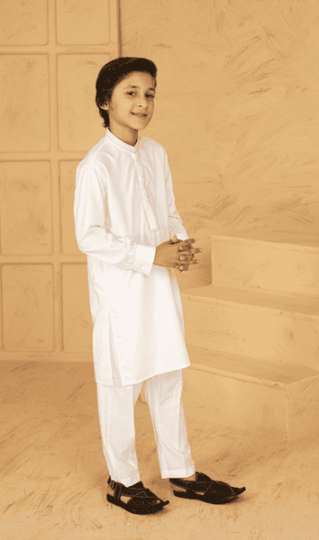 Kid's White Kurta Pajamas